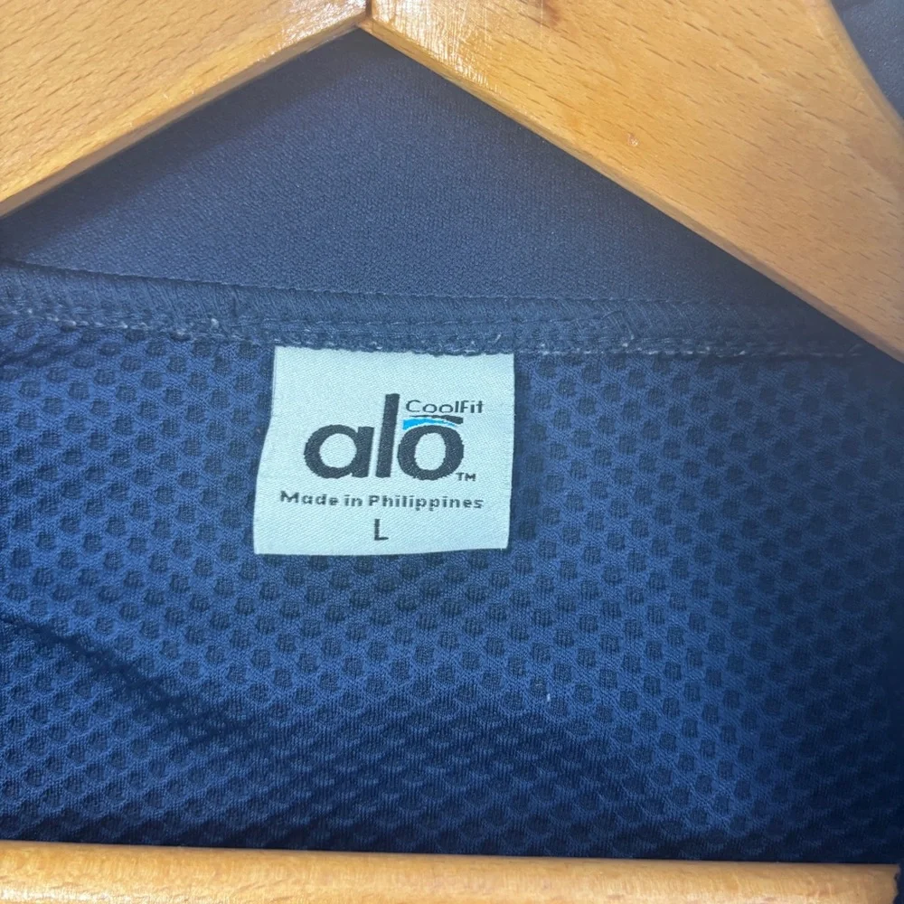 Alo Coolfit Mens Track Jacket Full Zip Navy Blue Gray Size Large - Picture 8 of 12